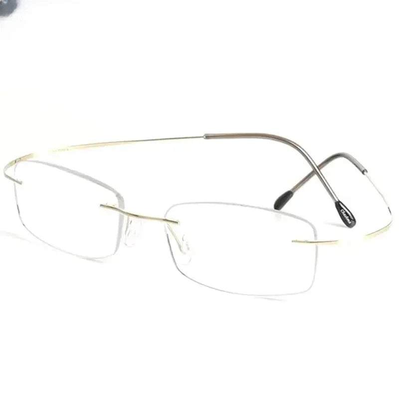 Unisex Square Rimless Titanium Reading Glasses 887044 — view 5 | Rx Spectacle