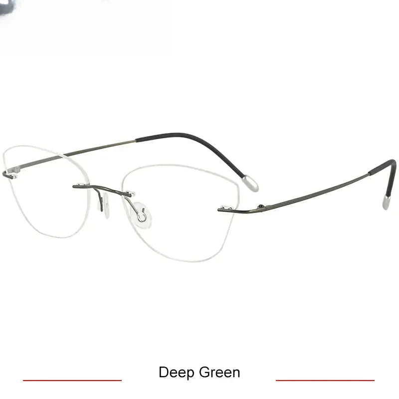 Women's Cat Eye Rimless Titanium Prescription Glasses 416085 — view 7 | Rx Spectacle