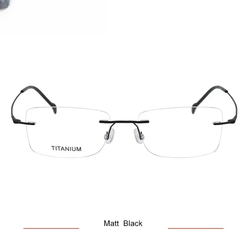 Men's Square Rimless Titanium Screwless Prescription Glasses 421608 — view 5 | Rx Spectacle
