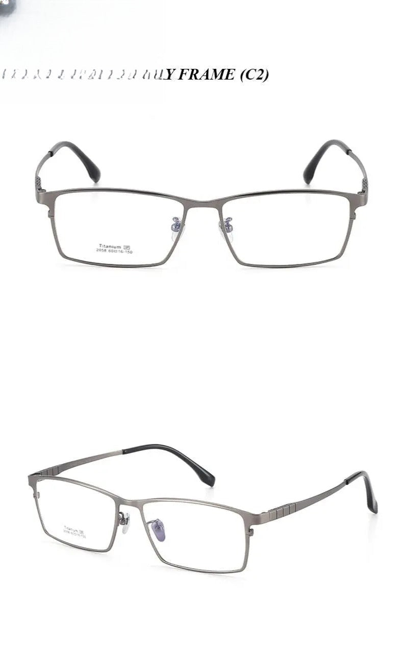 Men's Square Full Rim Titanium Prescription Glasses 2058 — view 9 | Rx Spectacle