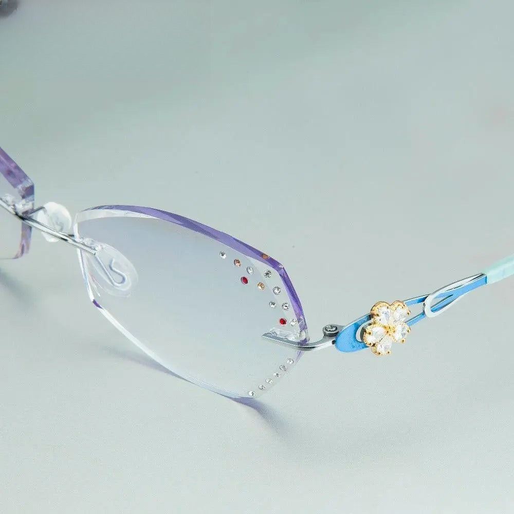 Women's Square Rimless Titanium Prescription Glasses 2889 — view 5 | Rx Spectacle