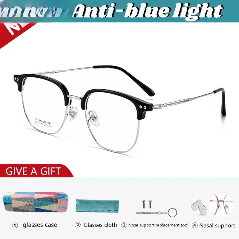 Unisex Square Full Rim Titanium Reading Glasses 8151 — view 10 | Rx Spectacle