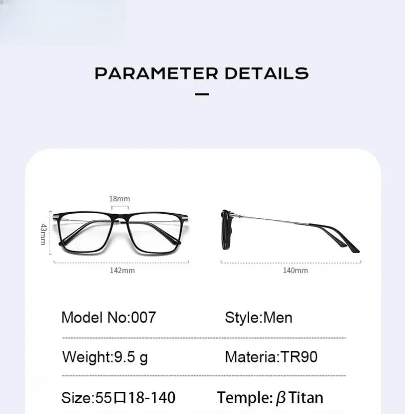 Women's Square Full Rim Titanium Reading Glasses 007 — view 6 | Rx Spectacle