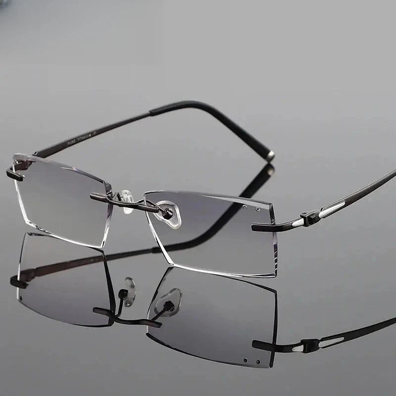 Men's Square Rimless Titanium Prescription Glasses 889090 — view 1 | Rx Spectacle