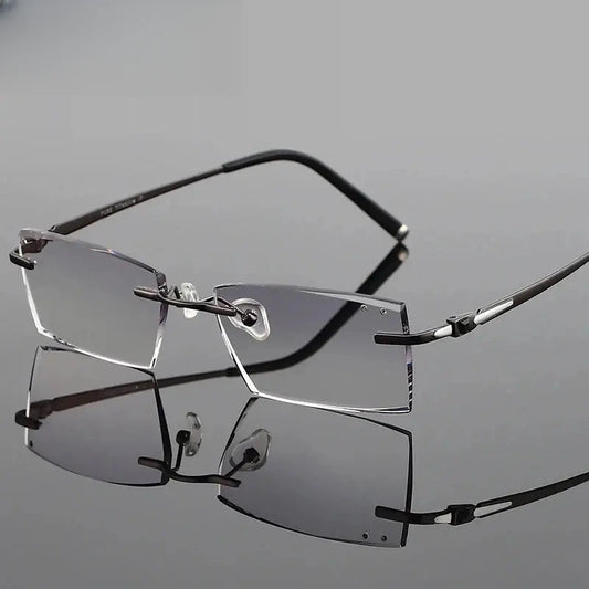 Men's Square Rimless Titanium Prescription Glasses 889090 — view 1 | Rx Spectacle