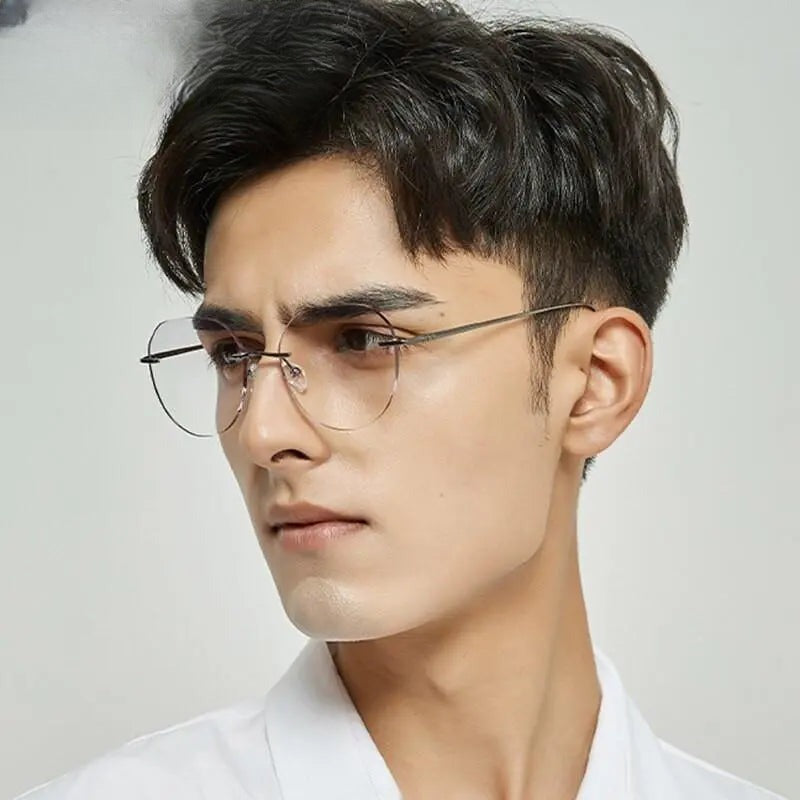 Unisex Oval Rimless Titanium Prescription Glasses 3306-7090 — view 6 | Rx Spectacle