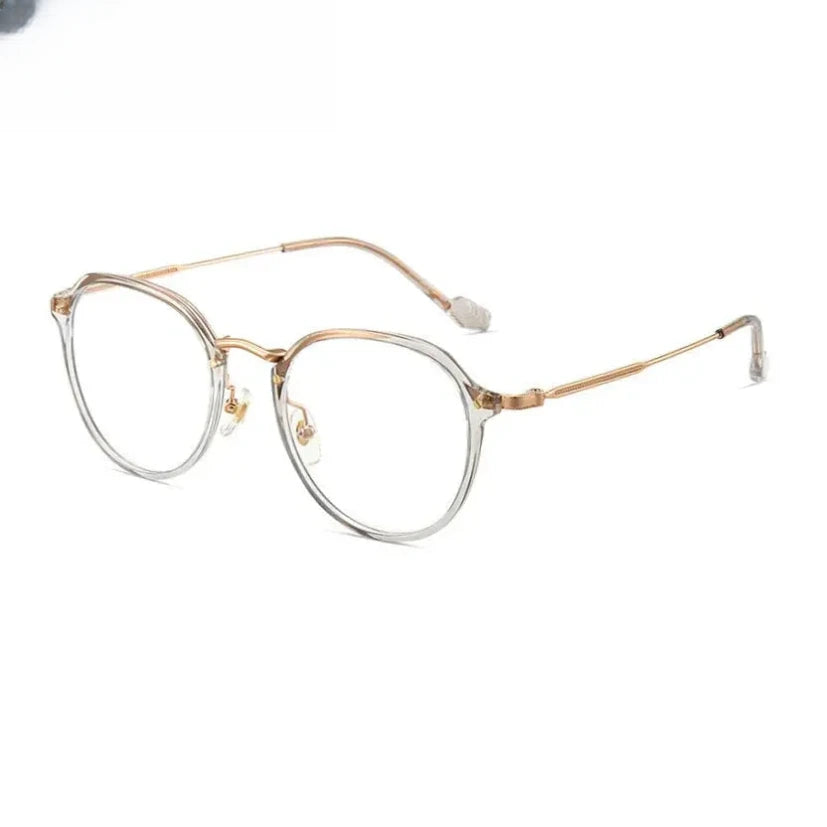 Unisex Oval Full Rim Titanium Flat Top Prescription Glasses 888076 — view 3 | Rx Spectacle