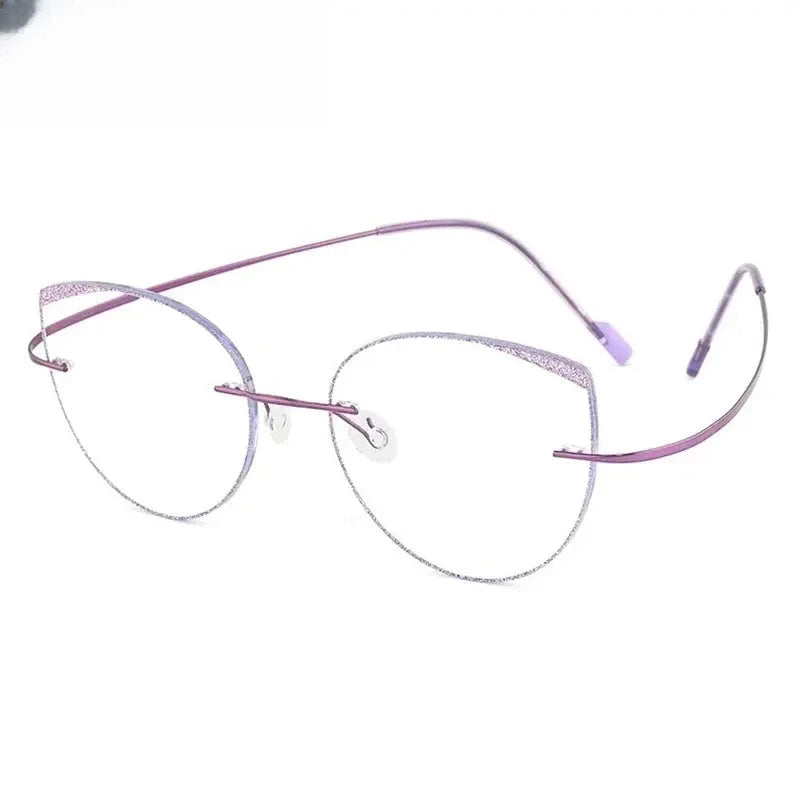 Women's Cat Eye Rimless Titanium Prescription Glasses 431814 — view 5 | Rx Spectacle