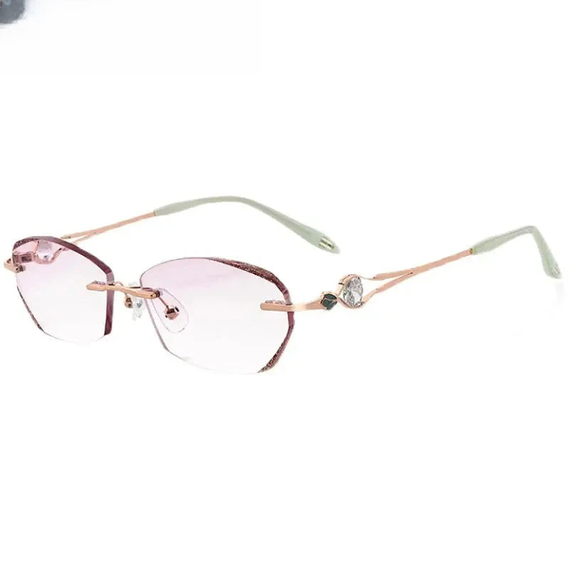 Women's Oval Rimless Titanium Prescription Glasses 52006 — view 3 | Rx Spectacle