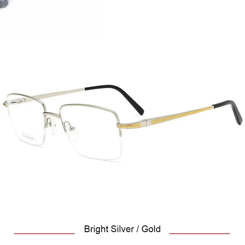 Men's Square Semi-Rimless Titanium Oversized Prescription Glasses 750022 — view 5 | Rx Spectacle