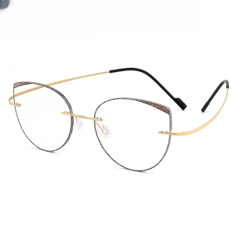 Women's Cat Eye Rimless Titanium Prescription Glasses 431814 — view 3 | Rx Spectacle