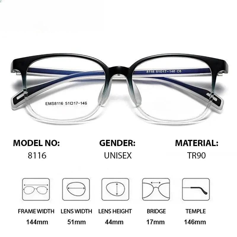 Unisex Square Full Rim Titanium Prescription Glasses 938116 — view 2 | Rx Spectacle