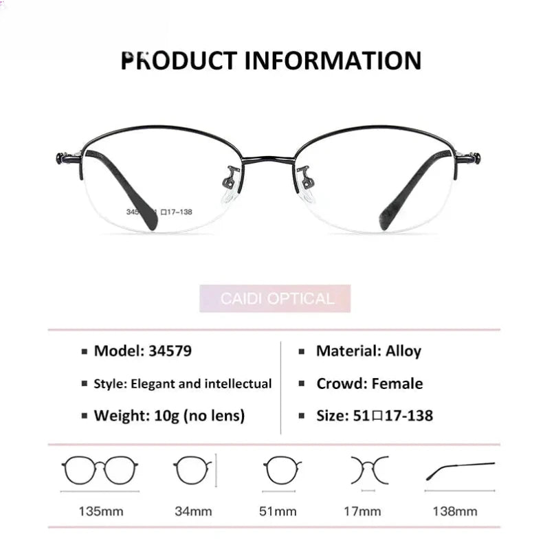 Women's Oval Semi-Rimless Alloy Reading Glasses 34579 — view 2 | Rx Spectacle