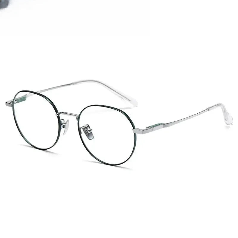 Women's Round Full Rim Titanium Flat Top Prescription Glasses 61008 — view 5 | Rx Spectacle