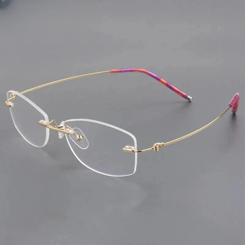 Women's Oval Rimless Titanium Prescription Glasses 678587 — view 4 | Rx Spectacle