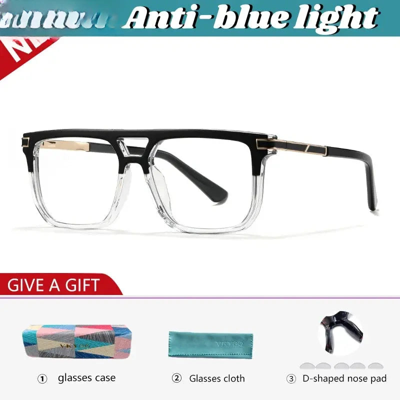 Men's Square Full Rim TR90 Double Bridge Reading Glasses 760025 — view 6 | Rx Spectacle