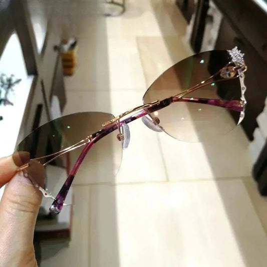Women's Butterfly Rimless Titanium Prescription Glasses 88032 — view 1 | Rx Spectacle
