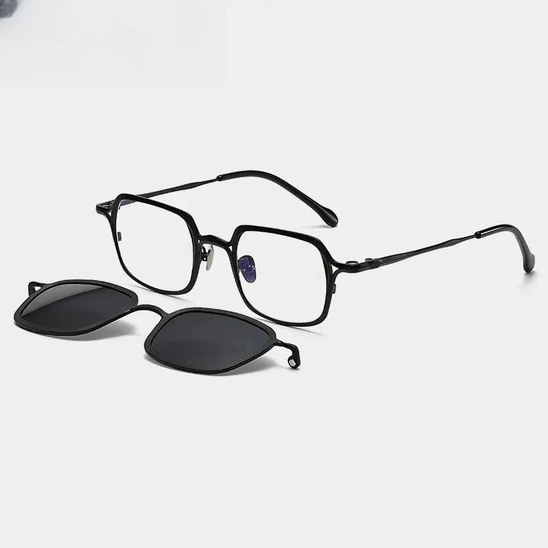 Unisex Square Full Rim Titanium Clip-On Prescription Glasses 415969 — view 3 | Rx Spectacle