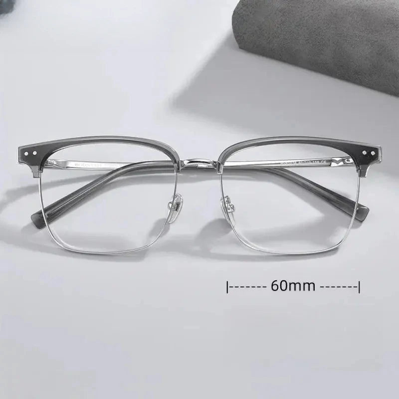 Unisex Square Full Rim Titanium Oversized Prescription Glasses 881036 — view 2 | Rx Spectacle