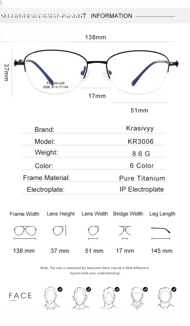 Women's Oval Semi-Rimless Titanium Prescription Glasses 33006 — view 2 | Rx Spectacle