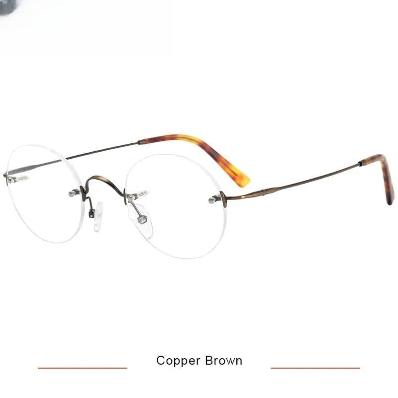Unisex Round Rimless Titanium Prescription Glasses Kr16035a — view 4 | Rx Spectacle