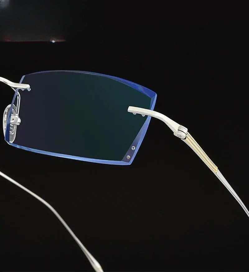Men's Square Rimless Titanium Prescription Glasses 9083 — view 7 | Rx Spectacle
