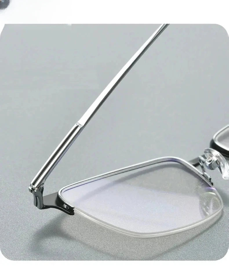 Unisex Square Semi-Rimless Titanium Reading Glasses V15119 — view 3 | Rx Spectacle