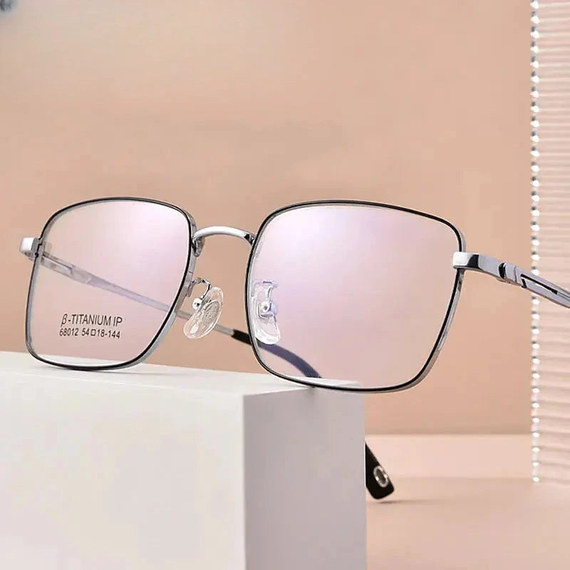 Unisex Square Full Rim Titanium Prescription Glasses 68012 — view 1 | Rx Spectacle