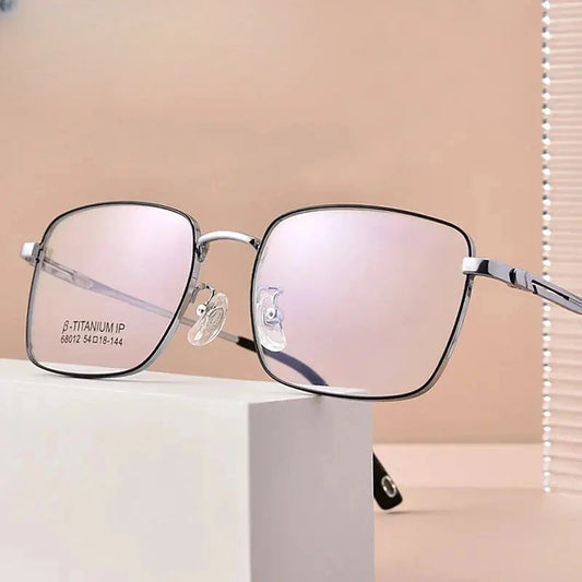 Unisex Square Full Rim Titanium Prescription Glasses 68012 — view 1 | Rx Spectacle