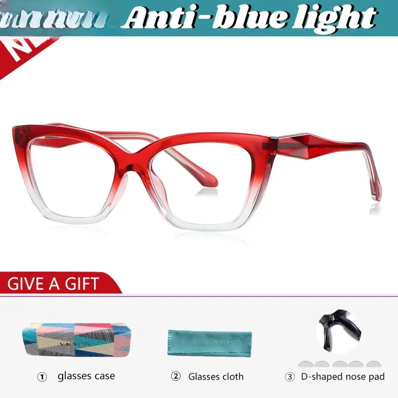 Women's Cat Eye Full Rim Titanium Reading Glasses 97004 — view 7 | Rx Spectacle