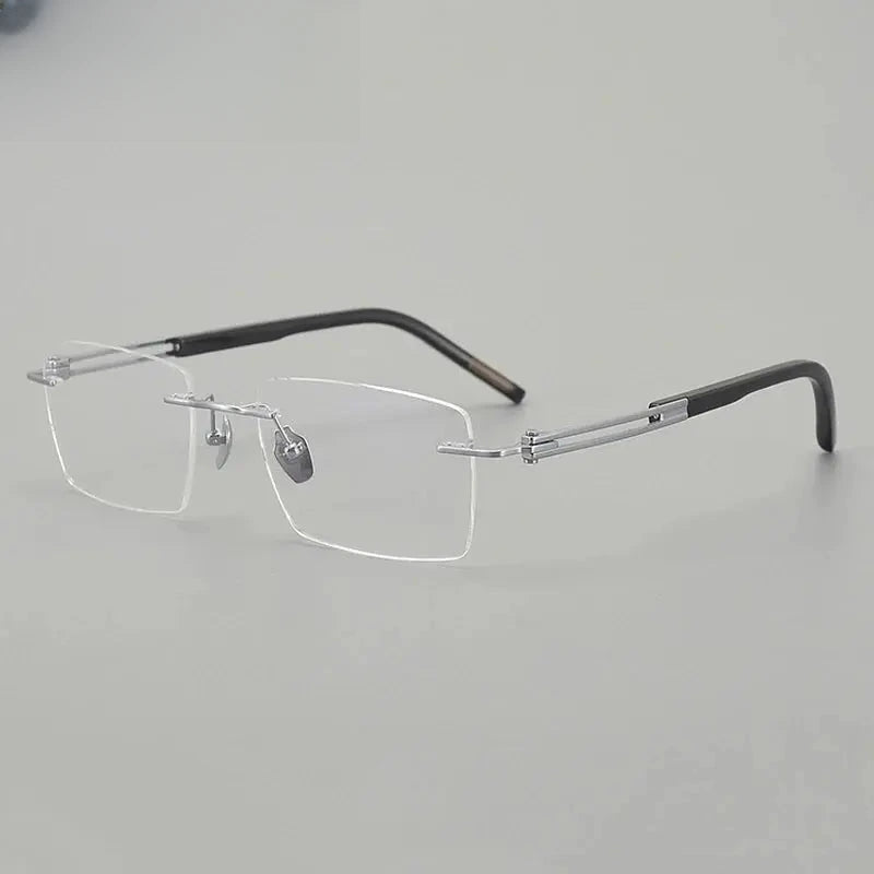 Men's Polygon Rimless Titanium Oversized Prescription Glasses 401001 — view 5 | Rx Spectacle