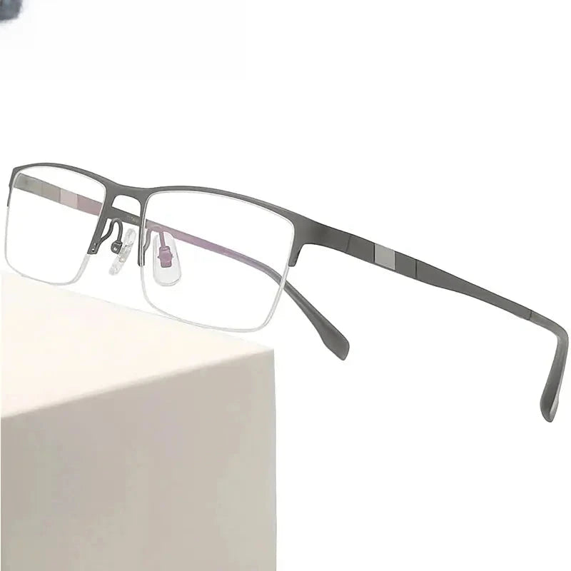 Unisex Square Semi-Rimless Titanium Prescription Glasses 30279 — view 1 | Rx Spectacle