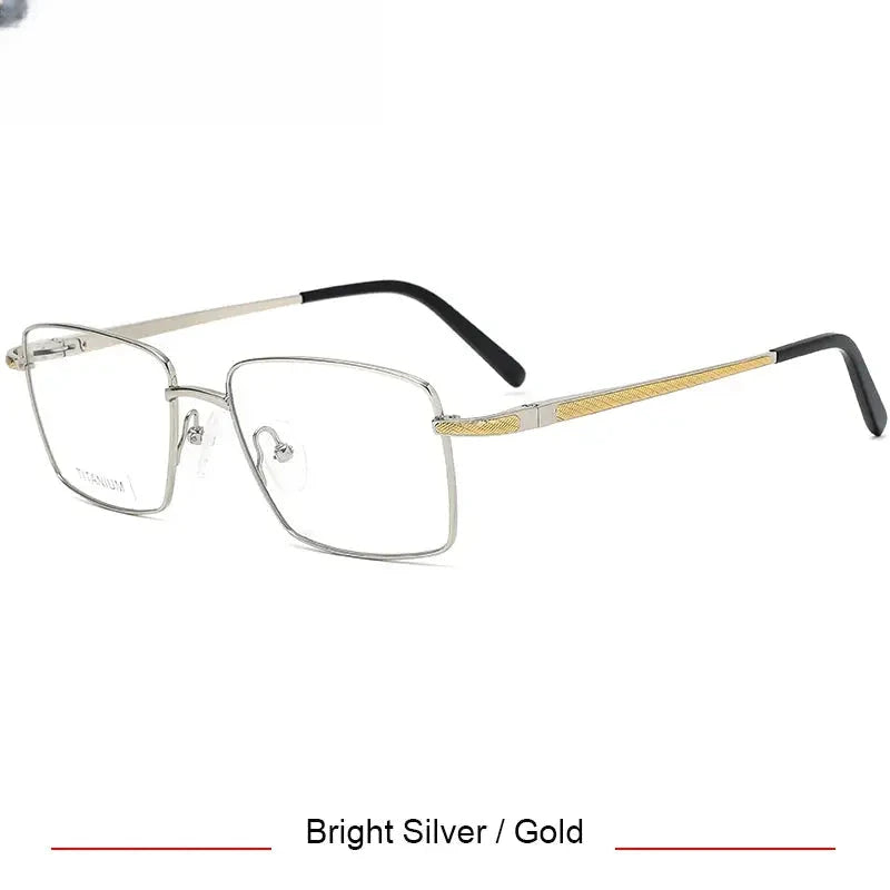 Men's Square Full Rim Titanium Oversized Prescription Glasses 50021 — view 5 | Rx Spectacle