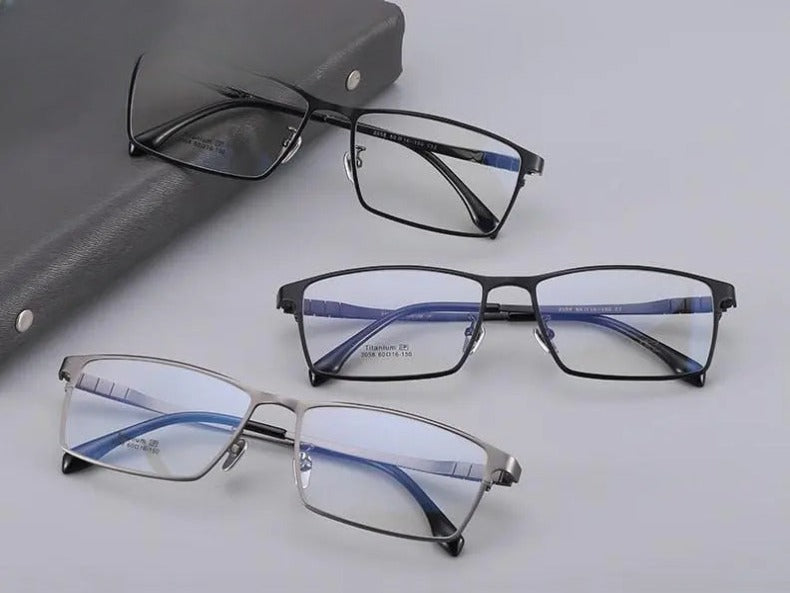 Men's Square Full Rim Titanium Prescription Glasses 2058 — view 8 | Rx Spectacle