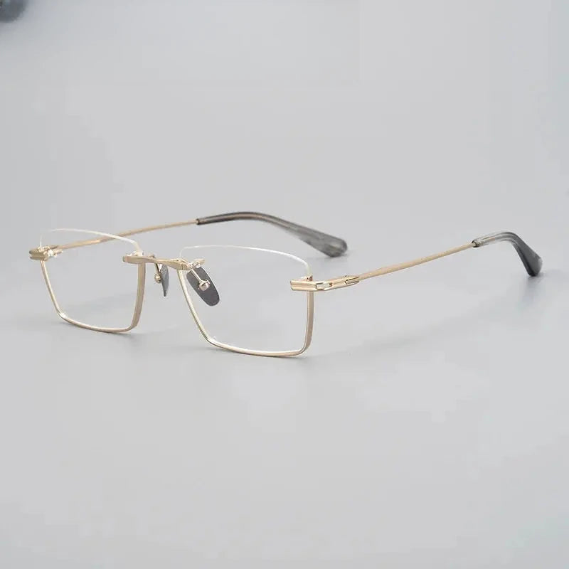 Unisex Square Semi-Rimless Titanium Prescription Glasses 842416 — view 4 | Rx Spectacle