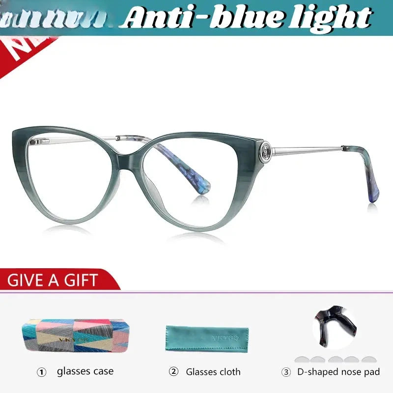 Women's Cat Eye Full Rim Titanium Reading Glasses 97207 — view 4 | Rx Spectacle