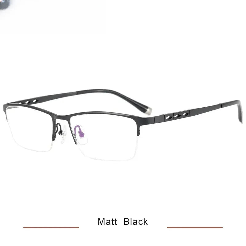 Men's Square Semi-Rimless Titanium Oversized Prescription Glasses 60076 — view 3 | Rx Spectacle