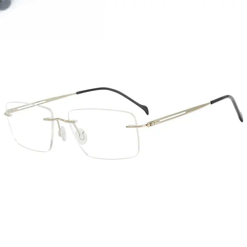 Unisex Square Rimless Titanium Prescription Glasses 875019 — view 5 | Rx Spectacle