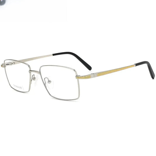 Men's Square Full Rim Titanium Oversized Prescription Glasses 50021 — view 1 | Rx Spectacle