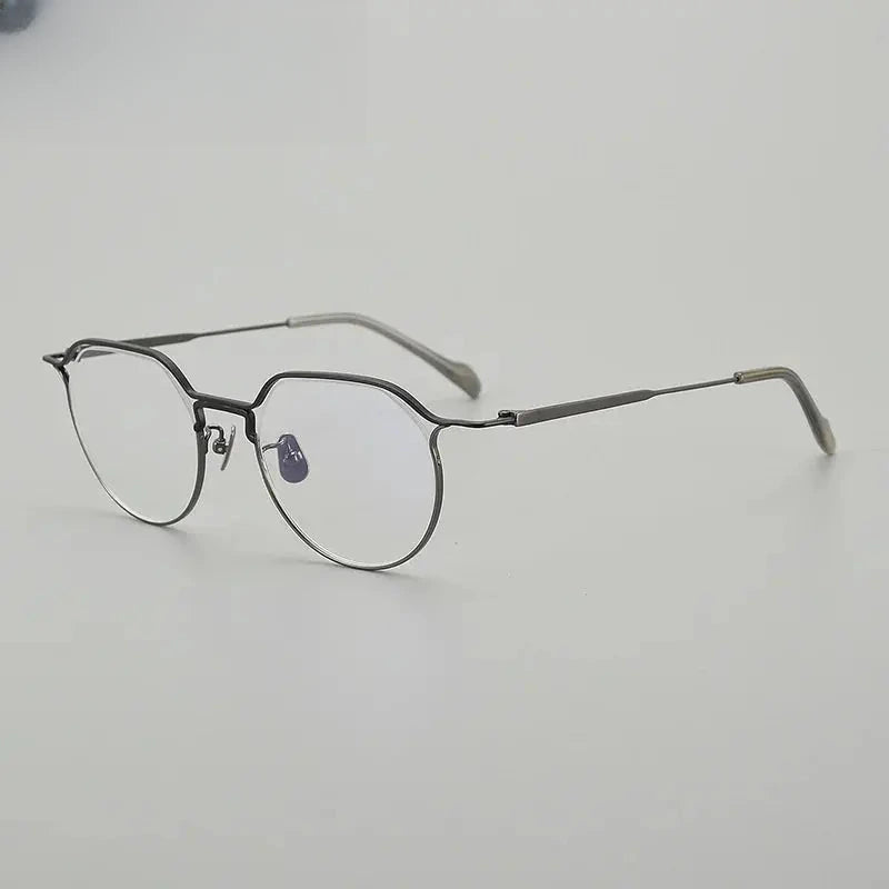 Women's Oval Full Rim Titanium Flat Top Prescription Glasses 190037 — view 3 | Rx Spectacle