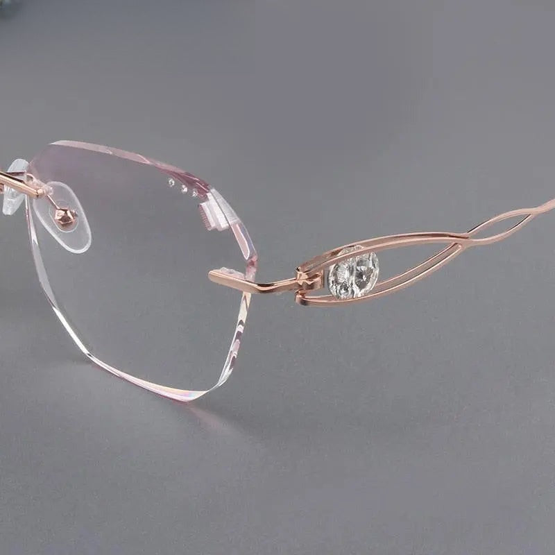 Women's Square Rimless Titanium Prescription Glasses 88023 — view 5 | Rx Spectacle