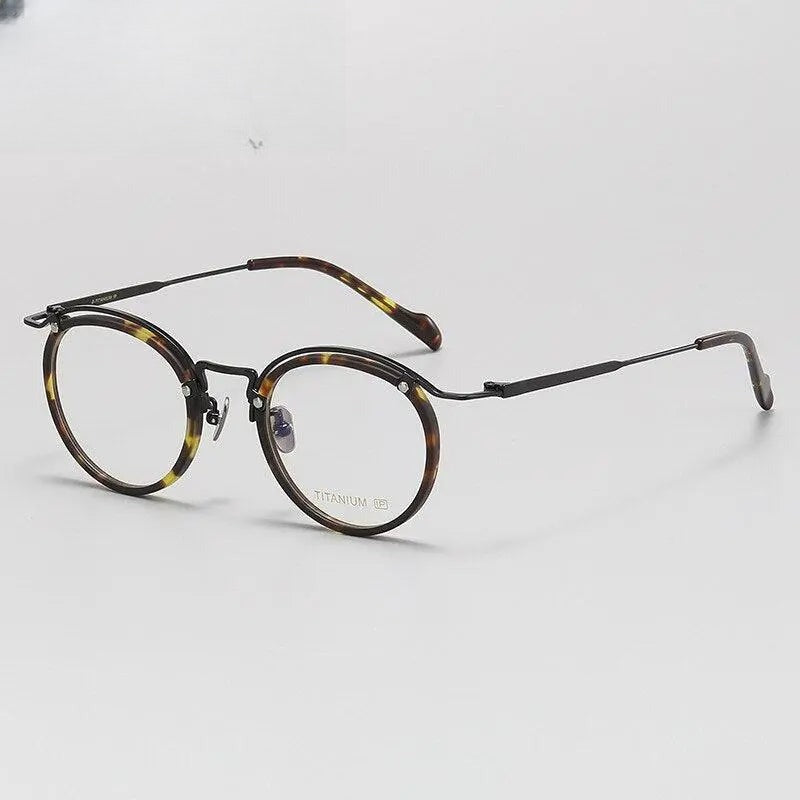 Unisex Round Full Rim Titanium Prescription Glasses Gxyj1069 — view 2 | Rx Spectacle