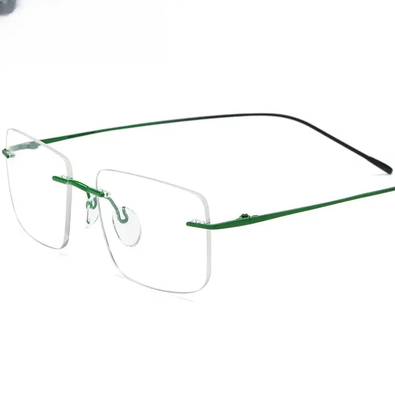 Unisex Square Rimless Titanium Prescription Glasses 185870 — view 4 | Rx Spectacle