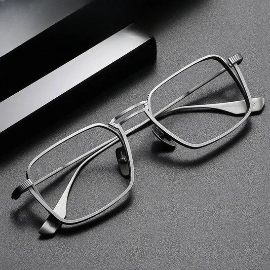 Men's Square Full Rim Titanium Double Bridge Prescription Glasses 958125 — view 1 | Rx Spectacle