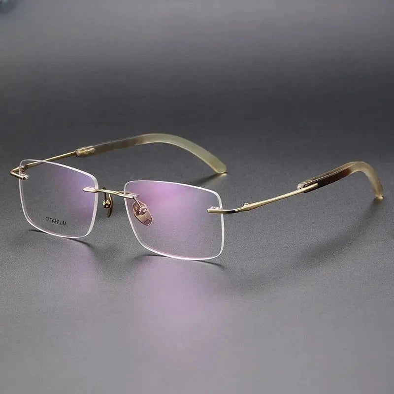 Men's Square Rimless Titanium Prescription Glasses 921029 — view 4 | Rx Spectacle