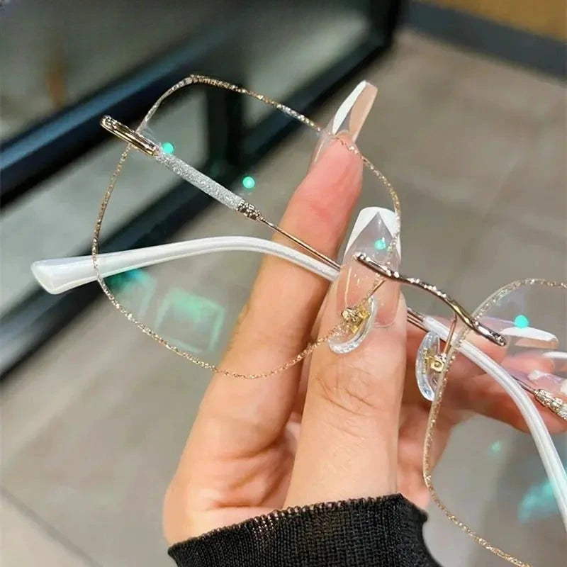 Women's Square Rimless Titanium Prescription Glasses 369112 — view 1 | Rx Spectacle