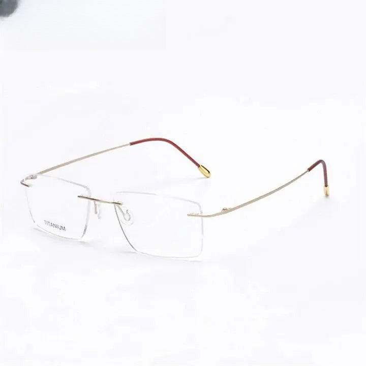 Unisex Square Rimless Titanium Prescription Glasses 16011 — view 4 | Rx Spectacle