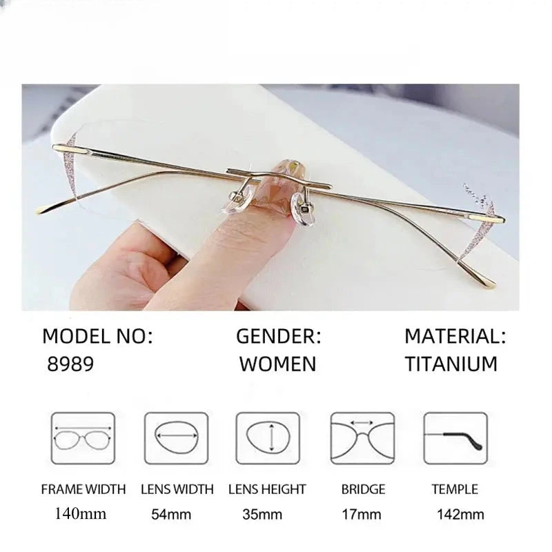 Women's Square Rimless Titanium Prescription Glasses 698989 — view 3 | Rx Spectacle