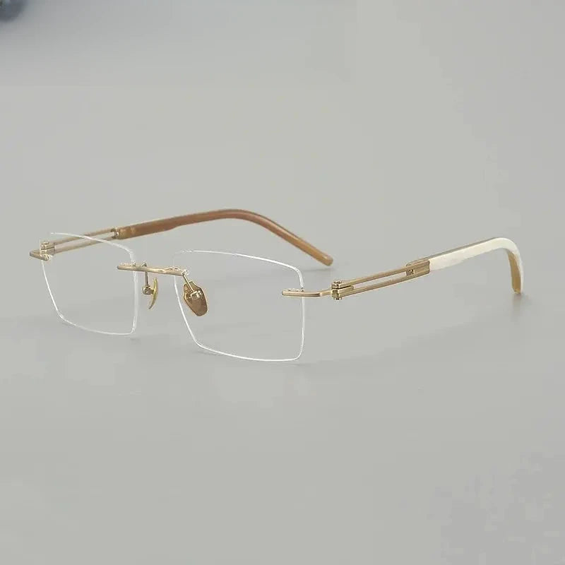 Men's Square Rimless Titanium Prescription Glasses 611150 — view 3 | Rx Spectacle