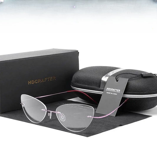 Women's Cat Eye Rimless Titanium Prescription Glasses 20003 — view 1 | Rx Spectacle